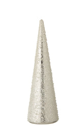 Kegel Parel Glas Wit/Zilver Small